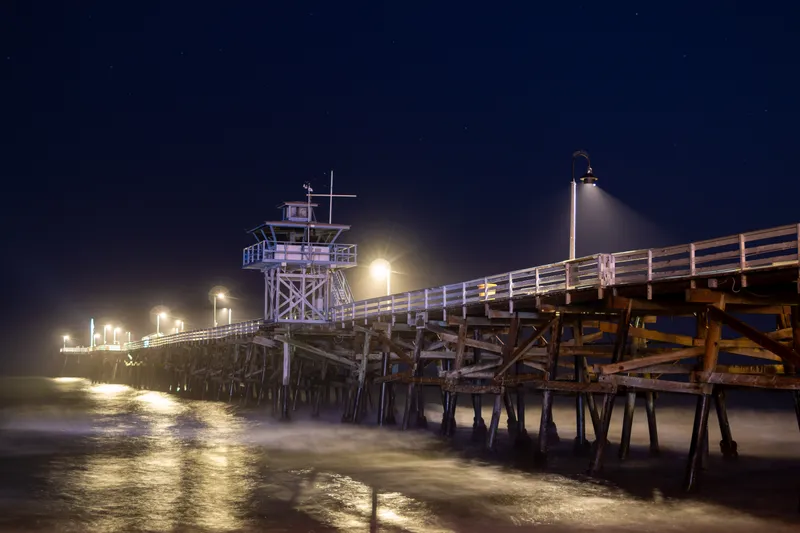 Night pier at the beach