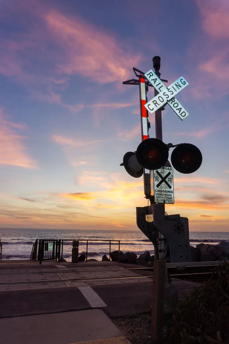 Railroad pole at the beach